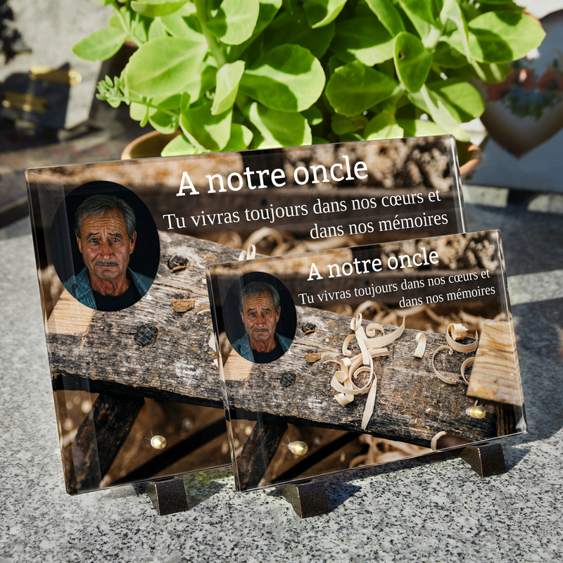 Plaque funéraire copeaux-de-bois 14 Plaquedeces.fr
