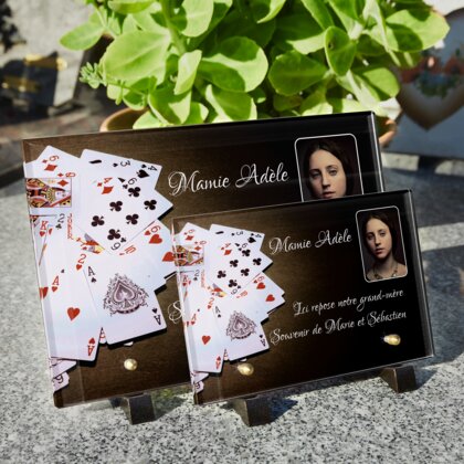 Plaque funéraire jeux-de-cartes 18 Plaquedeces.fr
