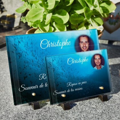 Plaque funéraire banc-de-poissons 11 Plaquedeces.fr
