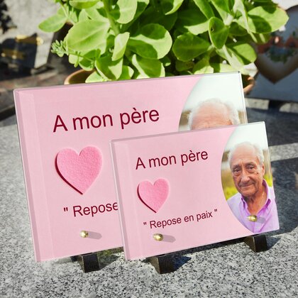 Plaque funéraire coeur-rose 10 Plaquedeces.fr
