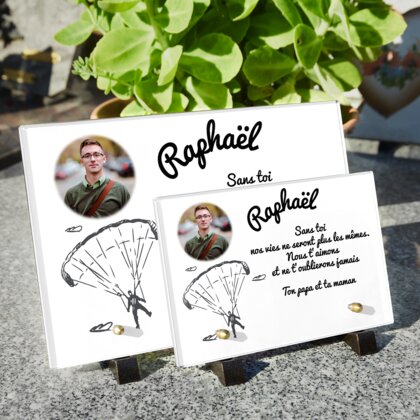 Plaque funéraire parachutiste 18 Plaquedeces.fr
