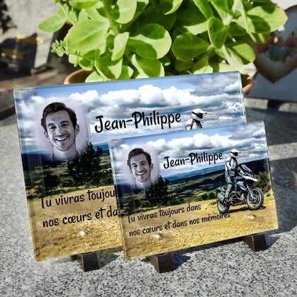 Plaque funéraire grosse-moto 27 Plaquedeces.fr
