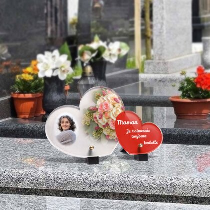 Plaque funéraire bouquet-garni-forme-double-coeur 10 Plaquedeces.fr
