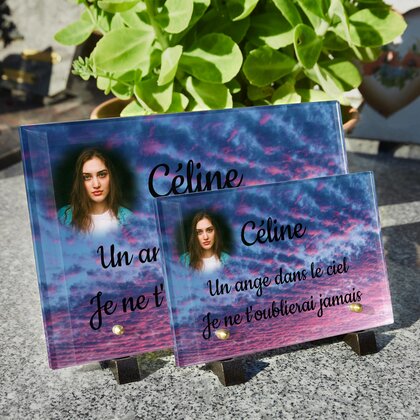 Plaque funéraire nuages-roses 18 Plaquedeces.fr
