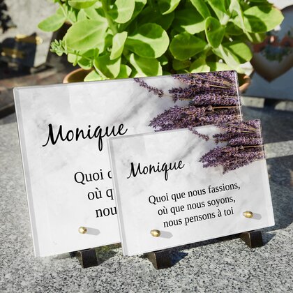 Plaque funéraire lavande-sur-marbre 1 Plaquedeces.fr
