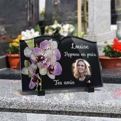 Plaque funéraire magnifiques-orchidees-forme-livre 14 Plaquedeces.fr
