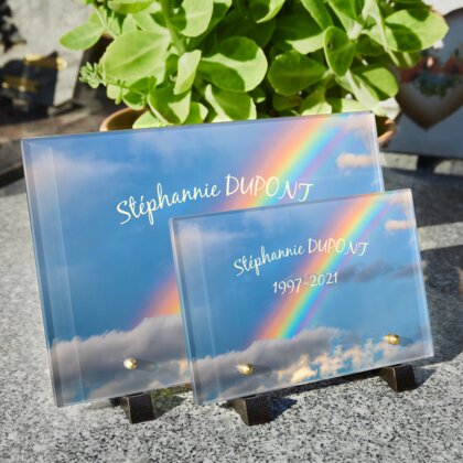 Plaque funéraire couleurs-de-larc-en-ciel 18 Plaquedeces.fr
