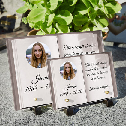 Plaque funéraire livre-vue-du-dessus 13 Plaquedeces.fr
