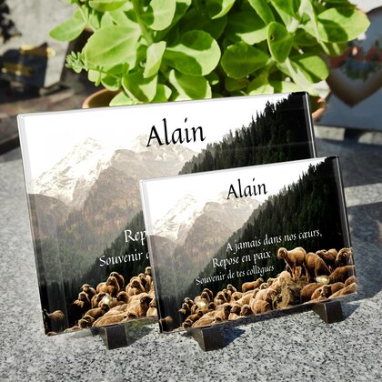 Plaque funéraire moutons-de-montagne 23 Plaquedeces.fr
