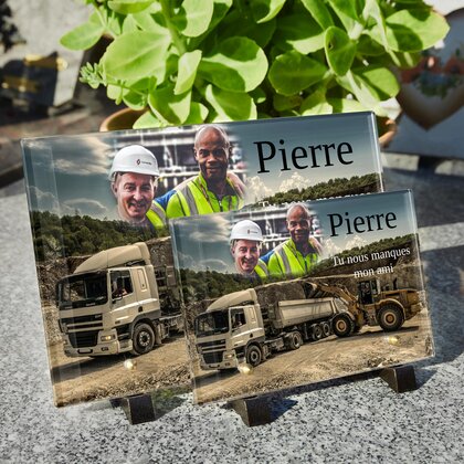 Plaque funéraire camion-chantier 2 Plaquedeces.fr

