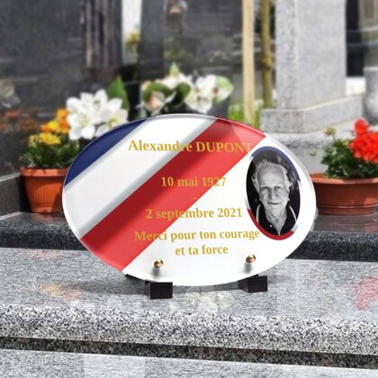 Plaque funéraire ancien-combatant-forme-ovale 17 Plaquedeces.fr
