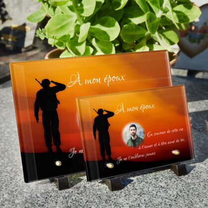 Plaque funéraire soldat-soleil 30 Plaquedeces.fr
