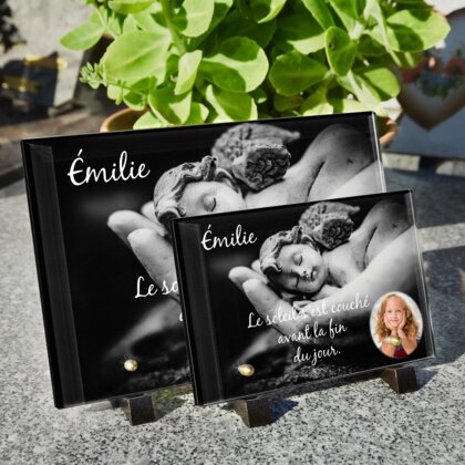 Plaque funéraire ange-sur-main 16 Plaquedeces.fr
