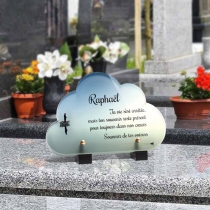 Plaque funéraire peche-en-bateau-forme-nuage 14 Plaquedeces.fr
