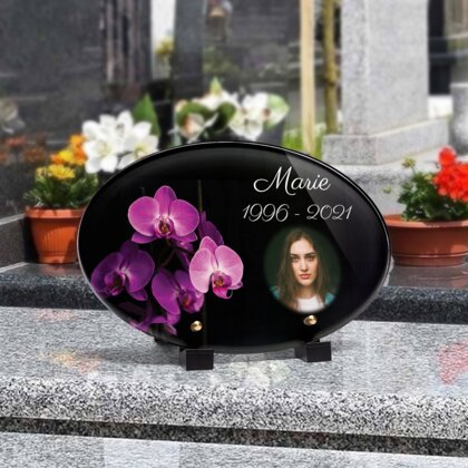 Plaque funéraire magnifiques-orchidees-forme-ovale 30 Plaquedeces.fr
