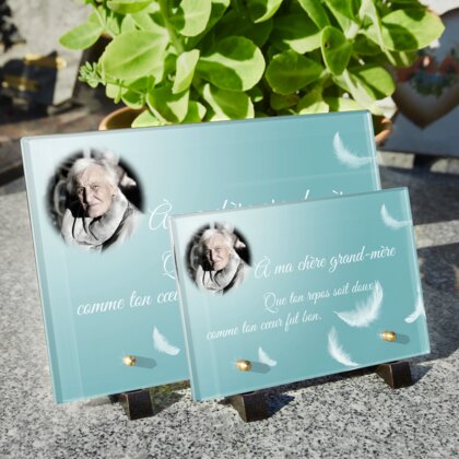 Plaque funéraire plaque-funeraire-plume 24 Plaquedeces.fr
