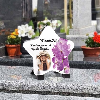 Plaque funéraire magnifiques-orchidees-forme-etoile 19 Plaquedeces.fr
