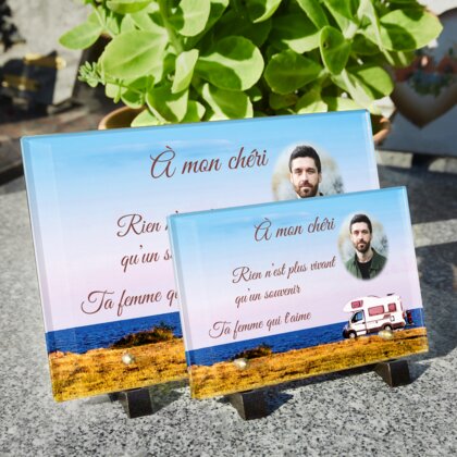 Plaque funéraire camping-car 28 Plaquedeces.fr
