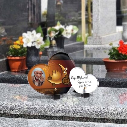 Plaque funéraire lune-doree-islamique-forme-double-coeur 20 Plaquedeces.fr
