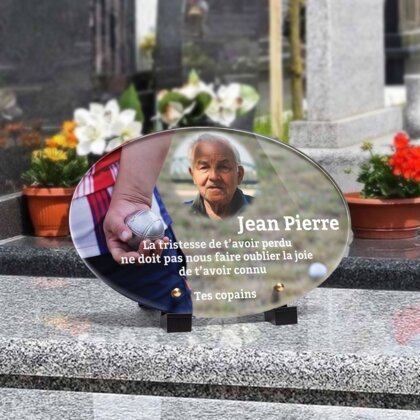 Plaque funéraire boule-de-petanque-forme-ovale 3 Plaquedeces.fr
