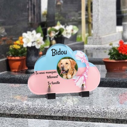 Plaque funéraire jouet-et-bol-pour-chiens-forme-nuage 12 Plaquedeces.fr
