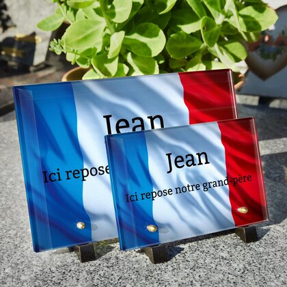 Plaque funéraire drapeau-francais 22 Plaquedeces.fr
