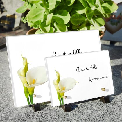 Plaque funéraire arum-blanc 18 Plaquedeces.fr
