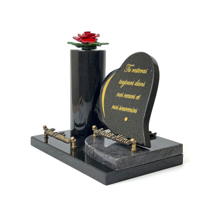 Plaque funéraire vase-et-coeur-sur-socle 23 Plaquedeces.fr
