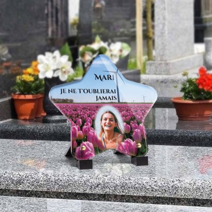 Plaque funéraire champ-de-tulipes-forme-etoile 7 Plaquedeces.fr
