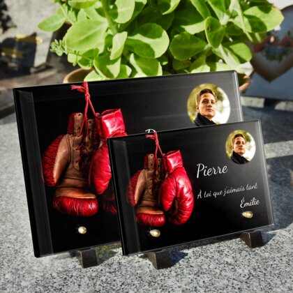 Plaque funéraire gants-de-boxe 24 Plaquedeces.fr
