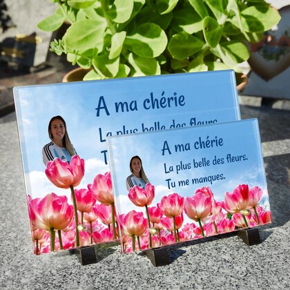 Plaque funéraire champ-de-tulipes 18 Plaquedeces.fr
