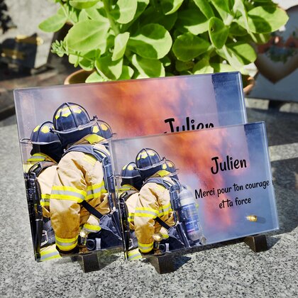 Plaque funéraire pompiers-flammes 27 Plaquedeces.fr
