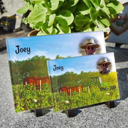 Plaque funéraire tracteur-au-soleil 25 Plaquedeces.fr
