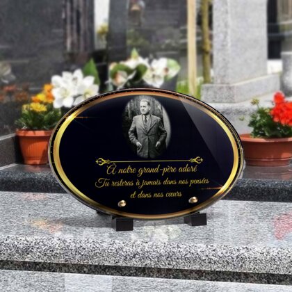 Plaque funéraire demi-cadre-forme-ovale 26 Plaquedeces.fr
