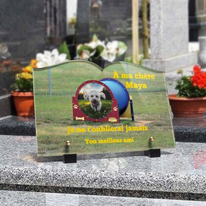 Plaque funéraire parc-canin-forme-livre 27 Plaquedeces.fr
