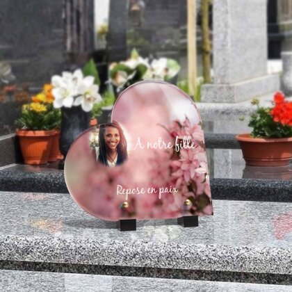 Plaque funéraire fleurs-de-cerisier-forme-coeur 27 Plaquedeces.fr
