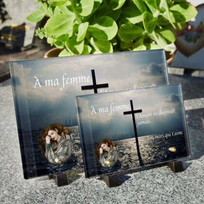 Plaque funéraire croix-ocean 29 Plaquedeces.fr
