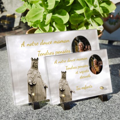 Plaque funéraire statue-de-la-vierge-marie-couronnee 14 Plaquedeces.fr
