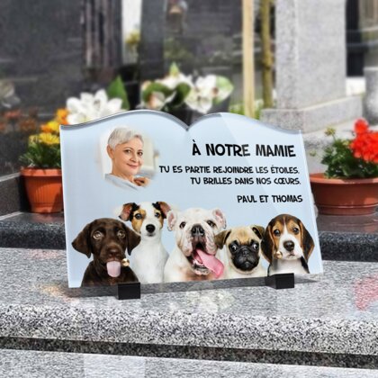 Plaque funéraire mignons-chiots-forme-livre 11 Plaquedeces.fr
