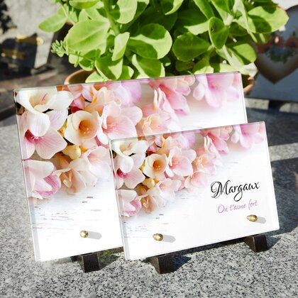 Plaque funéraire fleurs-sur-bois 1 Plaquedeces.fr
