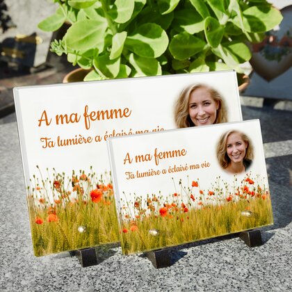 Plaque funéraire coquelicot 18 Plaquedeces.fr
