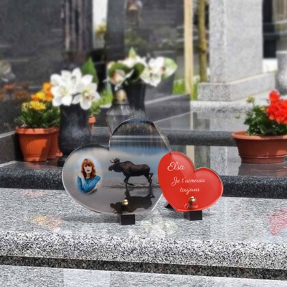 Plaque funéraire elan-et-son-reflet-forme-double-coeur 21 Plaquedeces.fr
