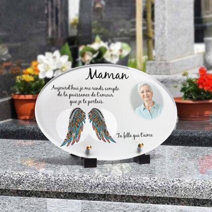 Plaque funéraire ailes-dange-forme-ovale 11 Plaquedeces.fr
