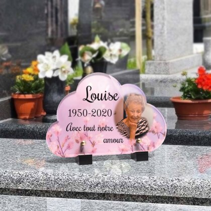 Plaque funéraire fleurs-de-cerisier-forme-nuage 29 Plaquedeces.fr
