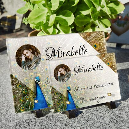 Plaque funéraire paon-incroyable 21 Plaquedeces.fr
