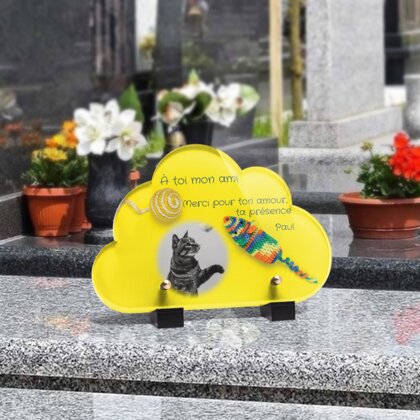 Plaque funéraire balle-et-souris-de-laine-forme-nuage 21 Plaquedeces.fr
