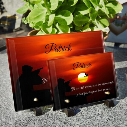 Plaque funéraire chasseur-oiseau 4 Plaquedeces.fr
