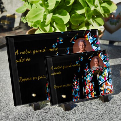 Plaque funéraire vitrail 17 Plaquedeces.fr
