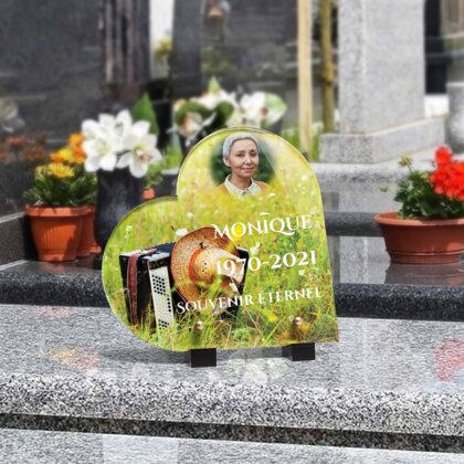 Plaque funéraire accordeon-nature-forme-coeur 22 Plaquedeces.fr
