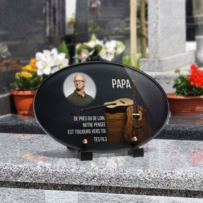 Plaque funéraire guitares-acoustiques-forme-ovale 29 Plaquedeces.fr
